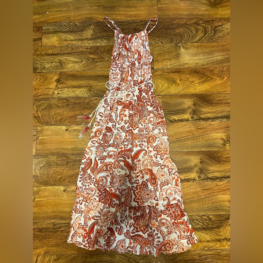 Lucky Brand Red Paisley Maxi Dress, XS